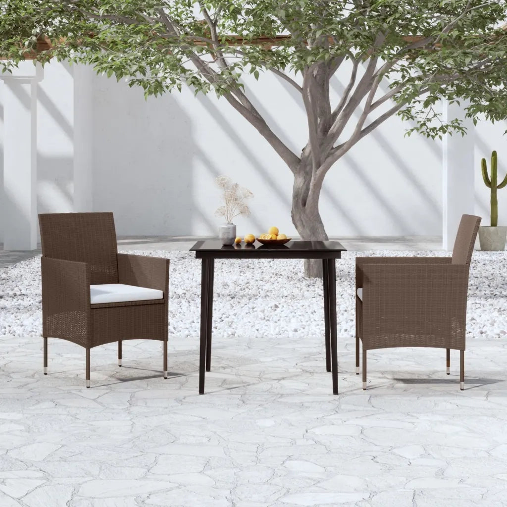 Set da Pranzo da Giardino Marrone e Nero 3 pz con Cuscini cod mxl 40984