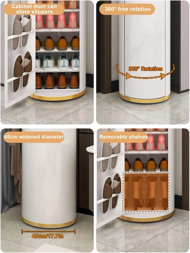 scarpiera Scarpiera Girevole a 360° con Porta - Scarpiera alla Moda Scarpiera Rotonda per Armadio di Casa Corridoio Ingresso Camera da Letto - Torre di Stoccaggio per Scarpe Armadio Indipendente