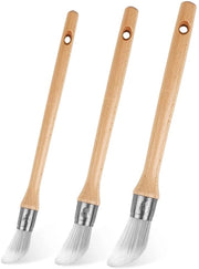 Set di spazzole a 3 pezzi - Pennello in legno a forma rotonda - Pennello a forma di pennello per angoli - Pennelli per vetrine e zone strette - Interfaccia in acciaio inossidabile - Elevata stabilità - Pennelli di alta qualità