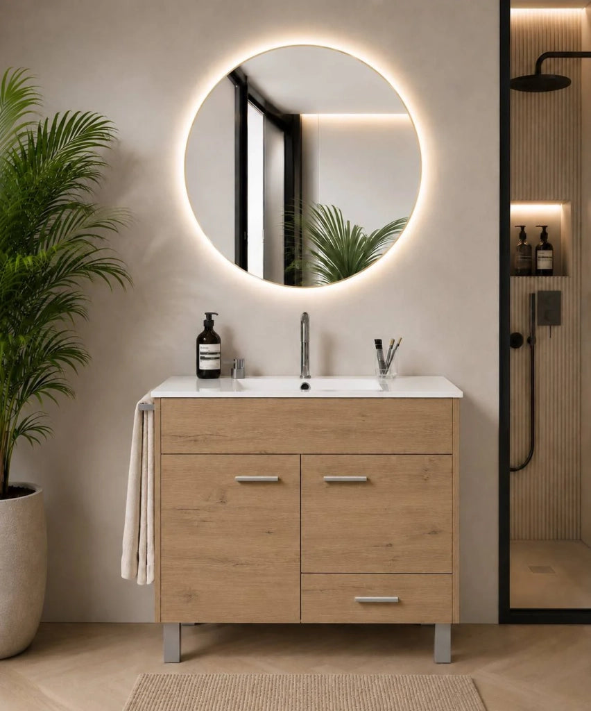 Mobile bagno con lavabo ORIGENBATH SAMOS senza specchio 80x40 cm estepa con colonna