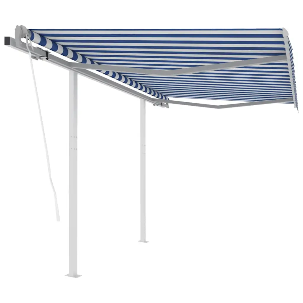 Tenda da Sole Retrattile Automatica Pali 3,5x2,5 m Blu e Bianca 3069926