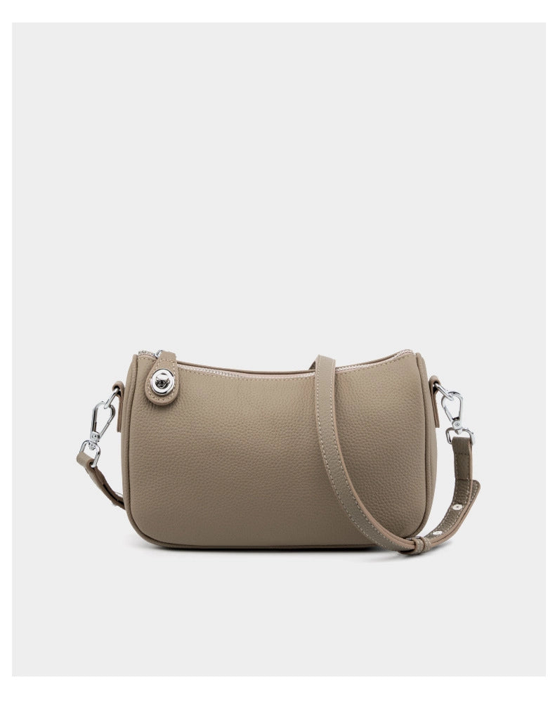 Borsa a tracolla da donna Swinger in vera pelle, colore grigio.