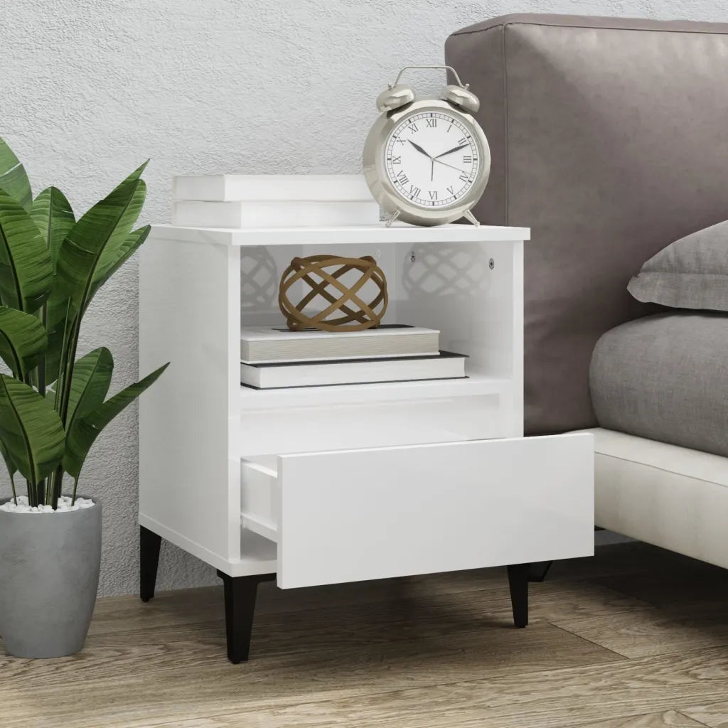 Comodini 2 pz in Bianco Lucido 40x35x50 cm cod mxl 68782