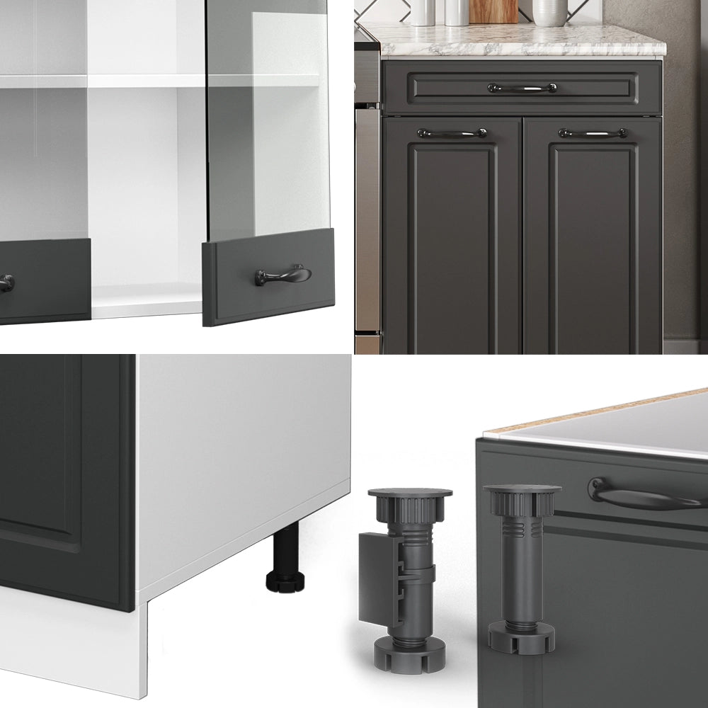 Vicco Cucina componibile Antracite casa di campagna/bianco 200 cm senza piano di lavoro
