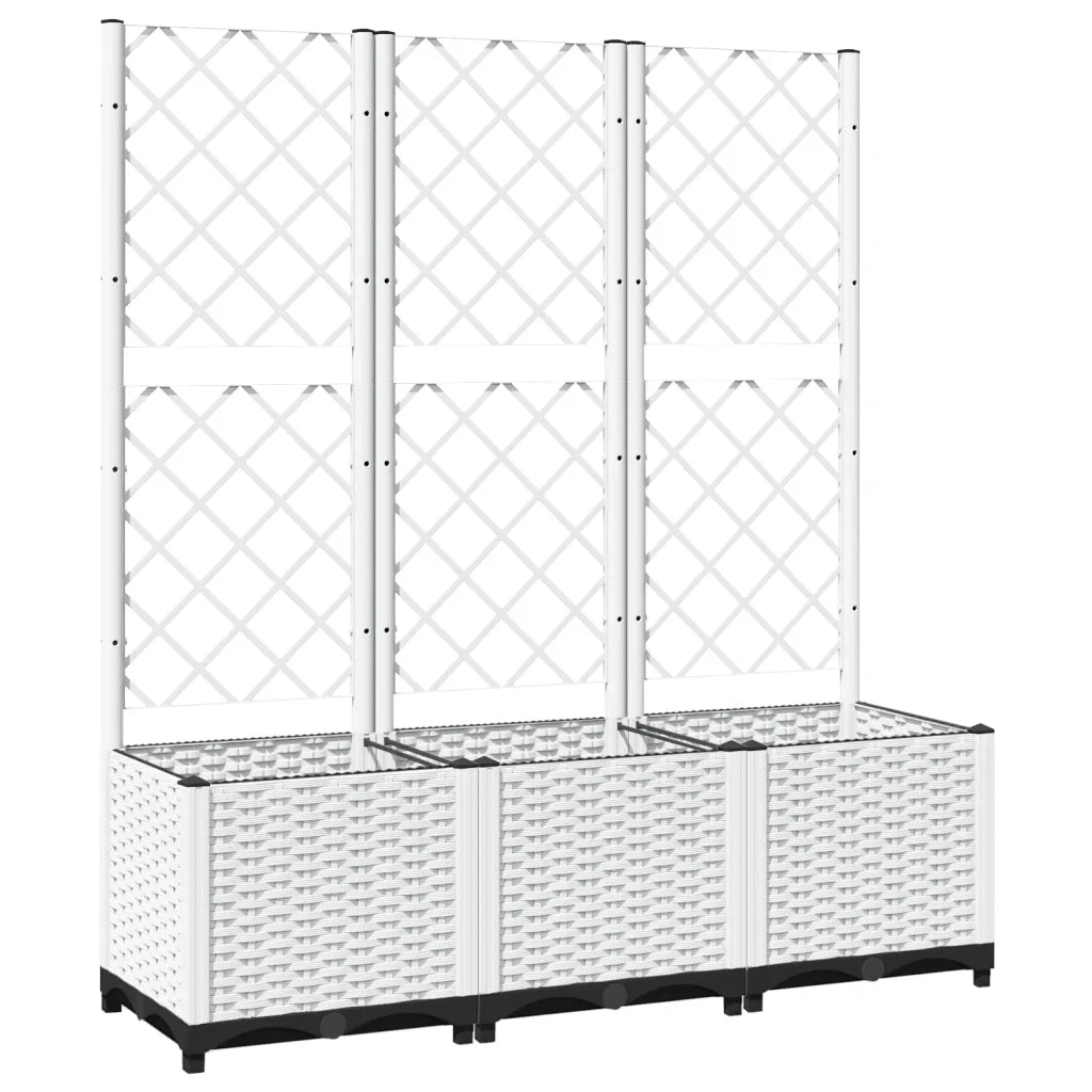 Fioriera | Cassetta per fiori | Vaso da Giardino con Graticcio Bianco 120x40x136 cm PP