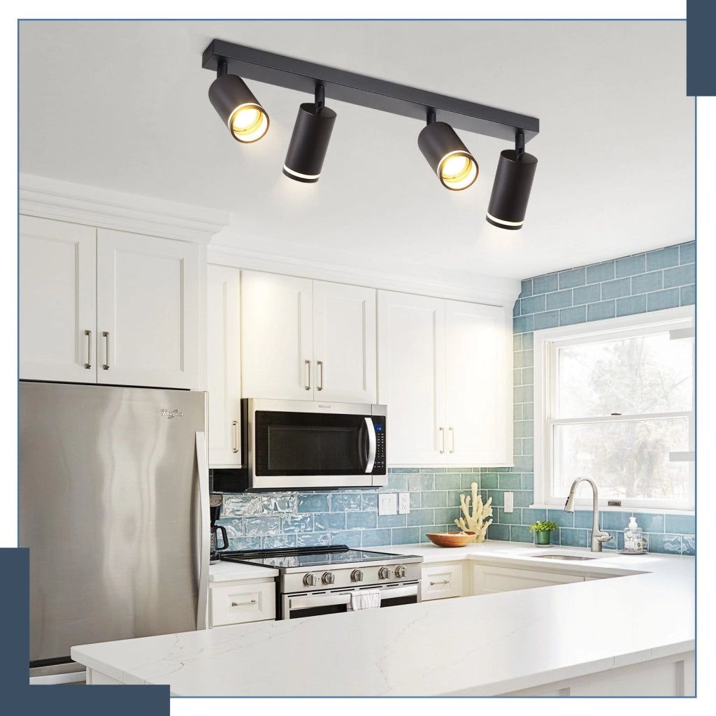 ZMH Faretto da soffitto neri 4 fiamme GU10 metallo per camera letto corridoio