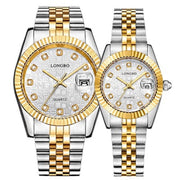 Trade Shop - Orologio Uomo Donna Longbo 80435 In Acciaio Con Strass Impermeabile Silver Oro -