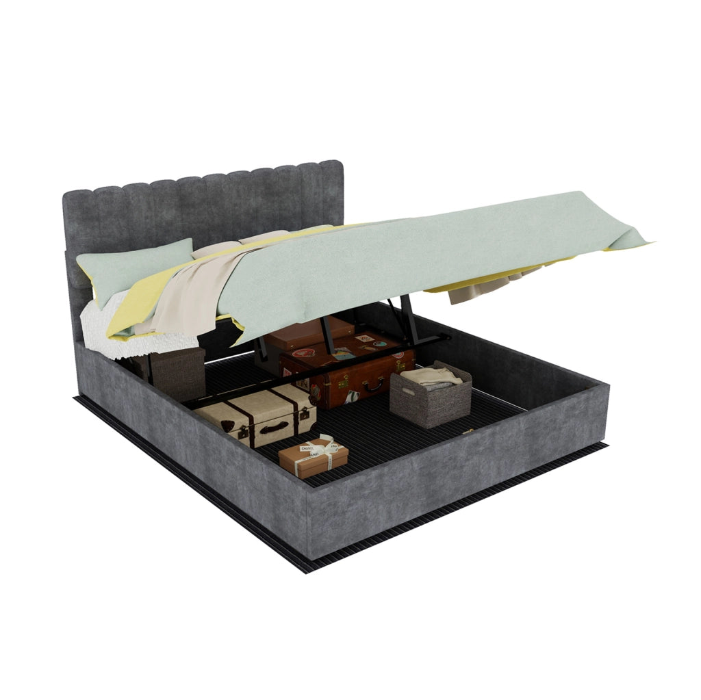 Letto matrimoniale imbottito 160x200 cm in velluto grigio