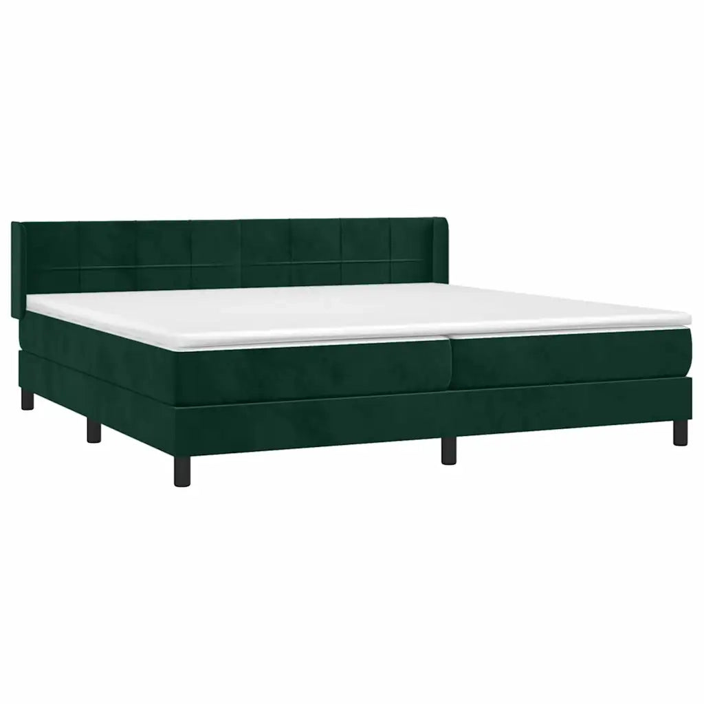 Giroletto a Molle con Materasso Verde Scuro 200x200 cm Velluto 3130982