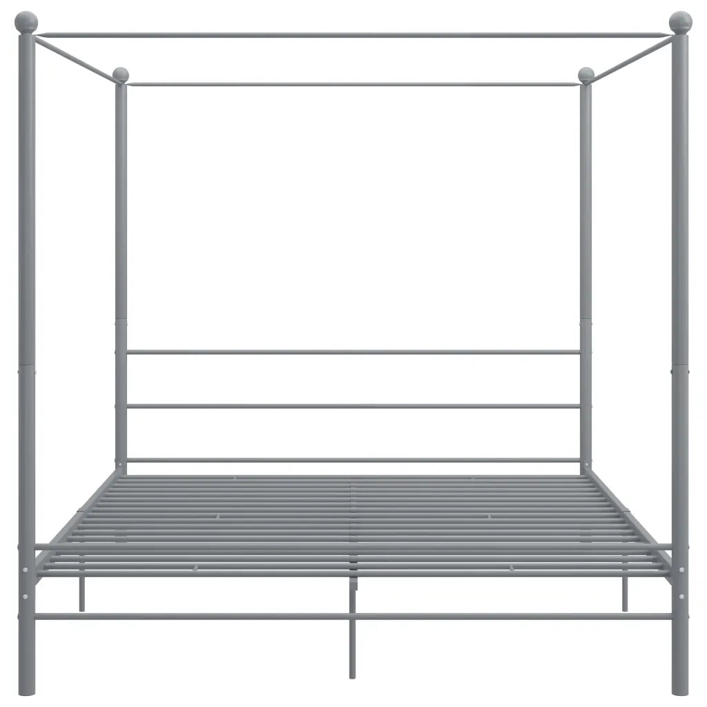 Letto a Baldacchino Grigio in Metallo 200x200 cm 325071