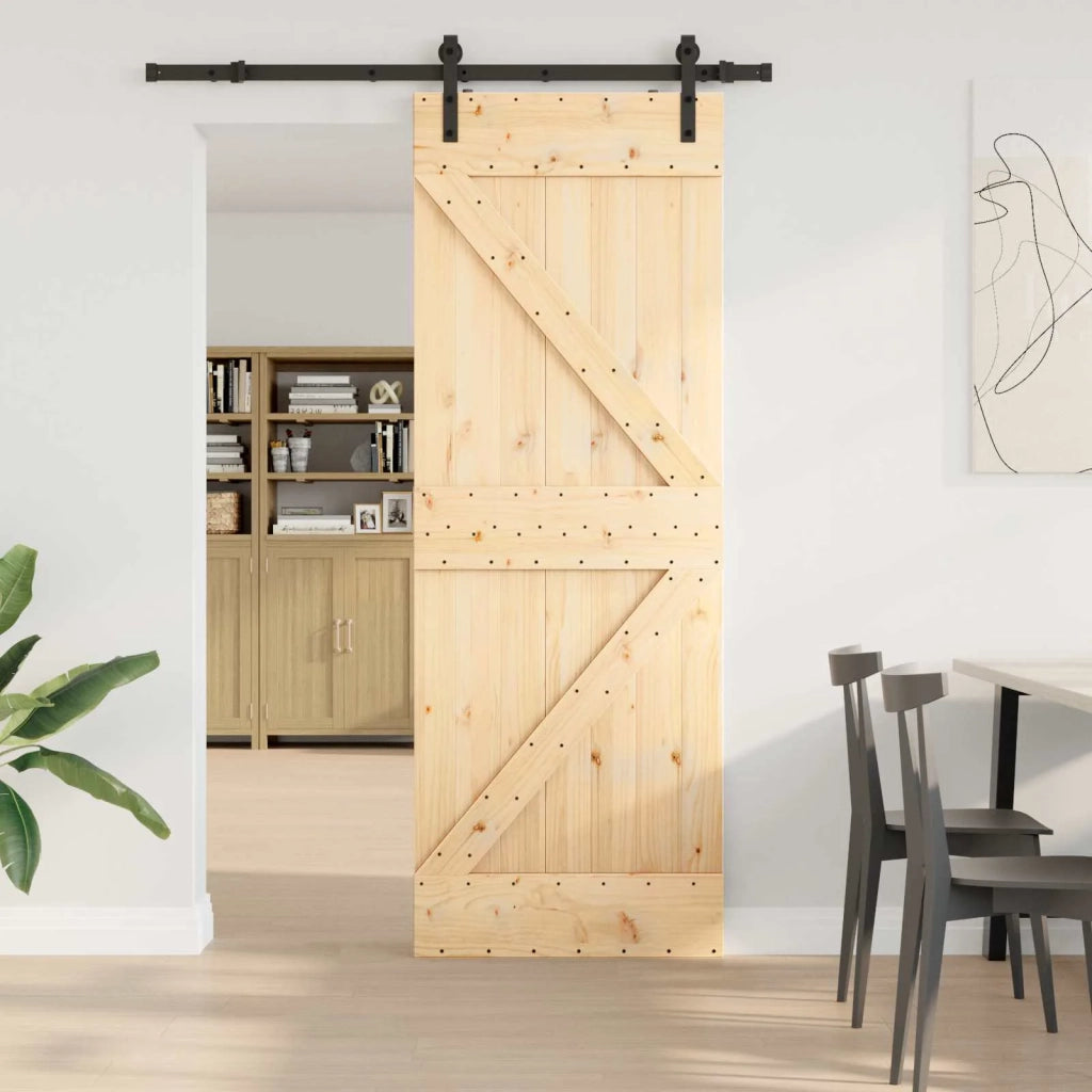 Porta scorrevole NARVIK Naturale e Nero 70 x 210 cm (152,5 cm)