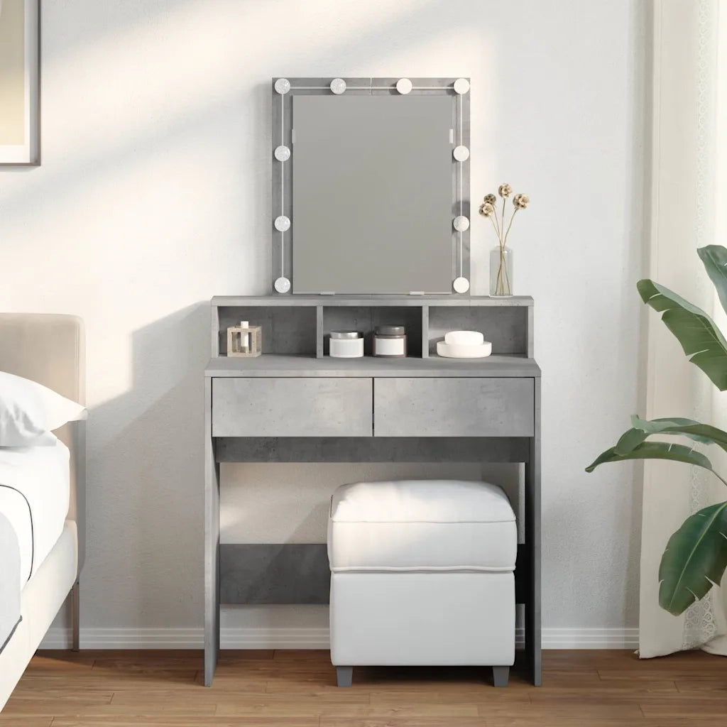 vidaXL Toeletta con LED Grigio Cemento 80x41x144,5 cm