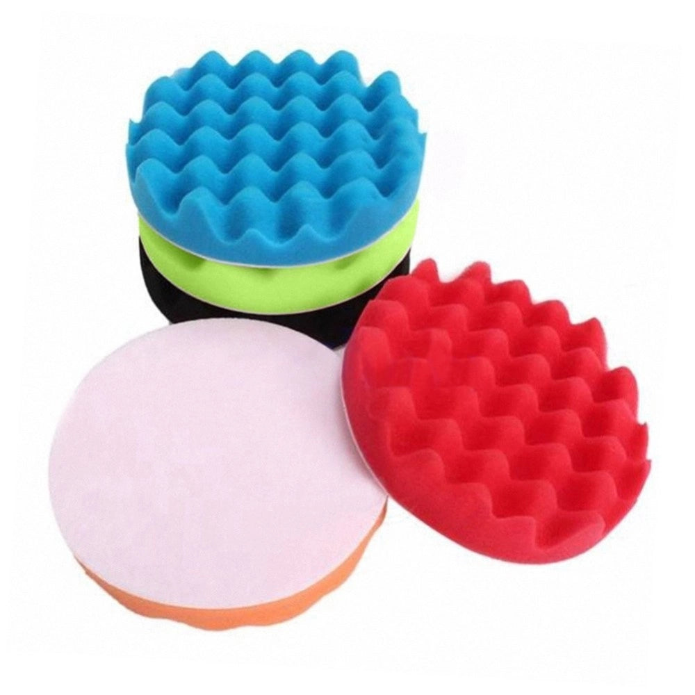Trade Shop - Kit Di 6 Spugne Disco Velcro Lucidante Con Adattatore Per Lucidatura Auto 3 5 6" -    -diametro 3"   -