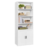 Libreria alta a 6 ripiani con anta mobile contenitore aperto 24 x 60 x 175 cm per soggiorno ufficio sala da pranzo bianco 12_0005285