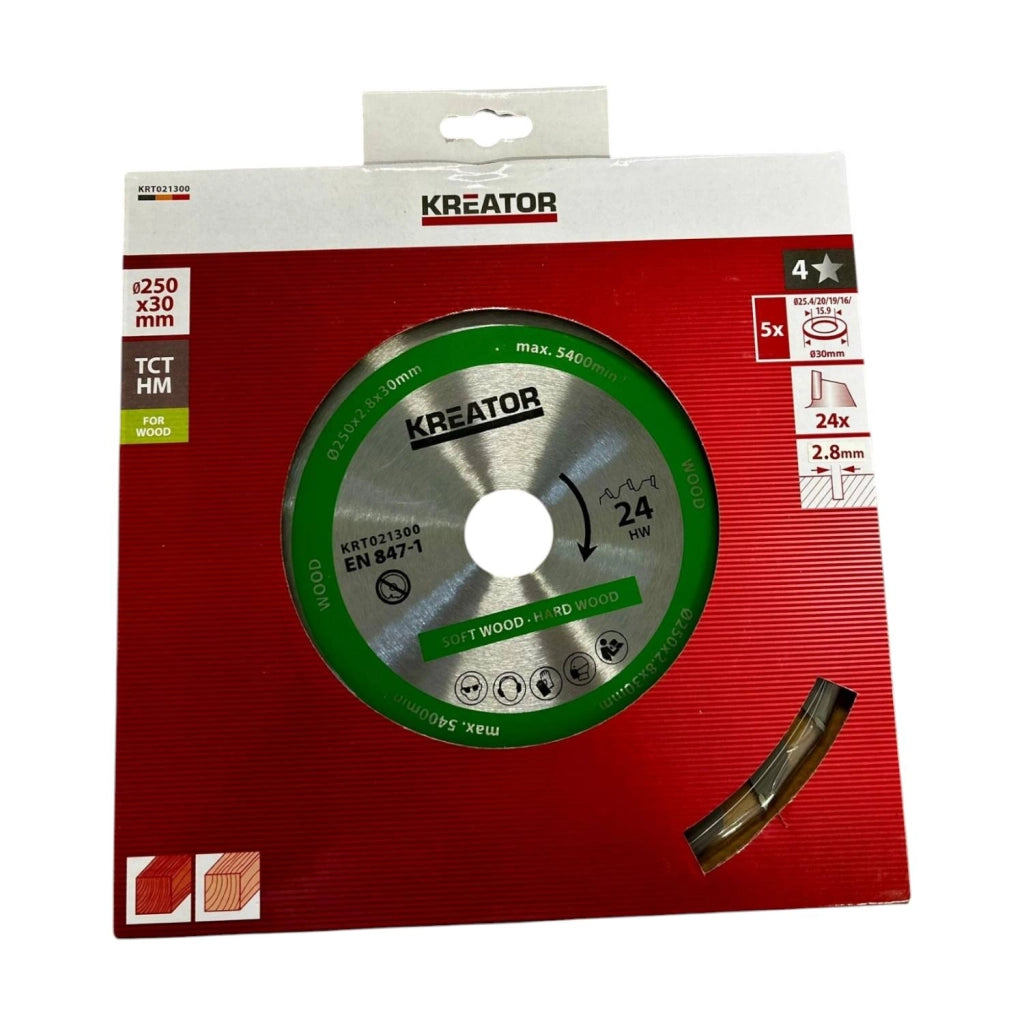 Kreator - Lama per seghe per legno, Ø 250 x 30 mm, 24 denti