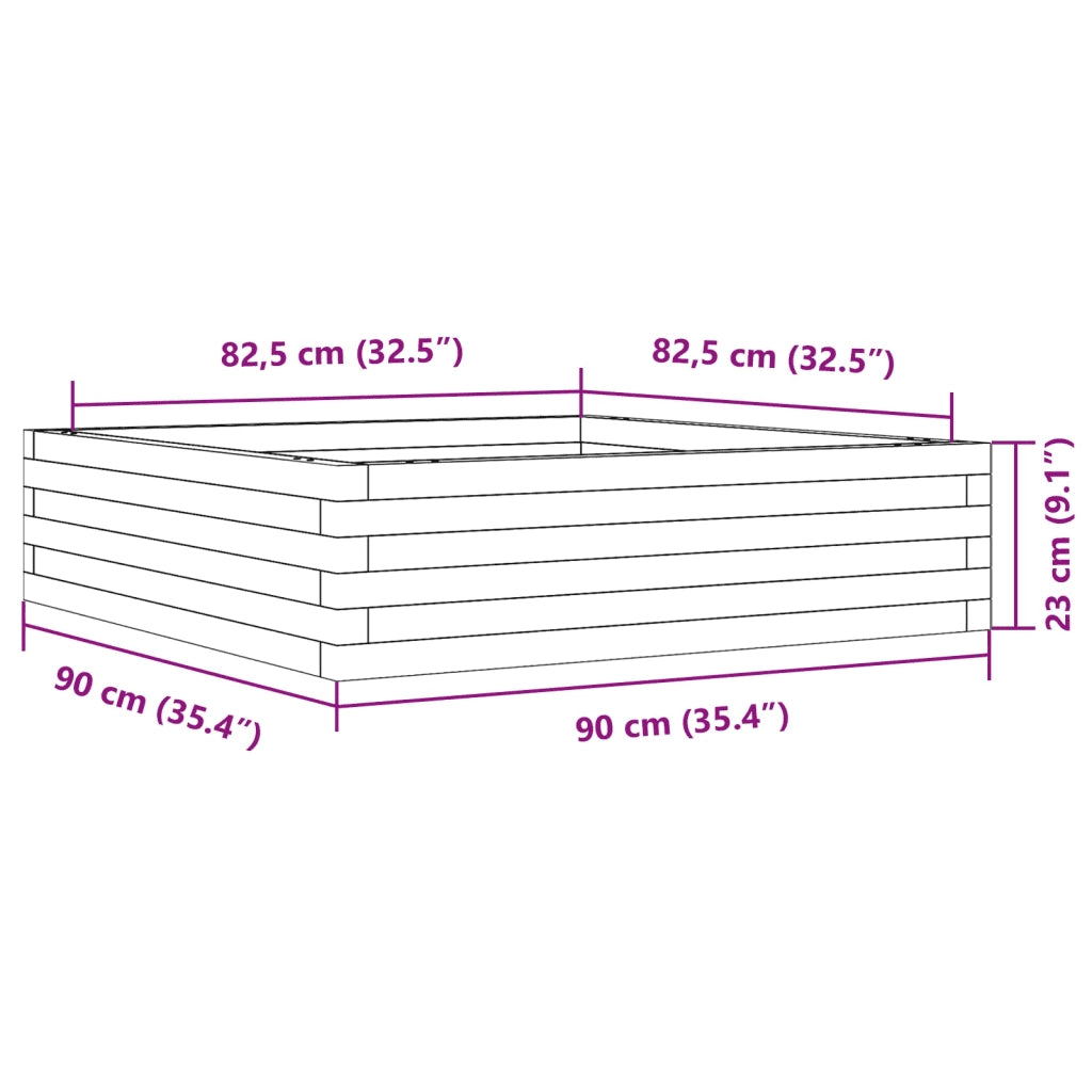 Fioriera Giardino Marrone Cera 90x90x23 cm Legno Massello Pino 847205