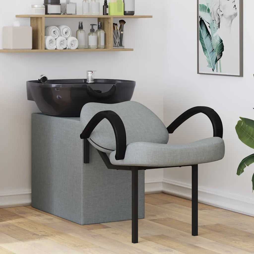 Sedia per Shampoo Grigio Chiaro e Nero 136 x 60 x 92 cm Tessuto 42009073