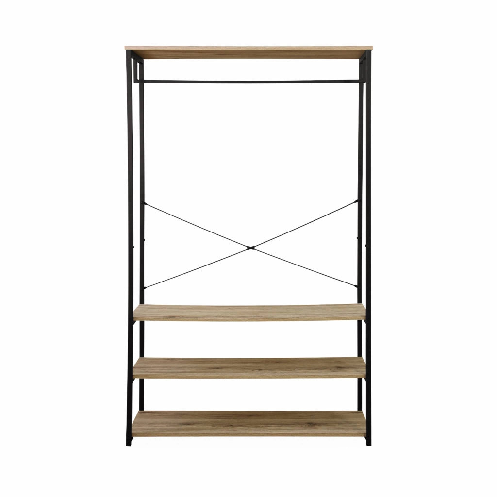 Mobile d'ingresso in metallo e legno con barra di sospensione, 3
