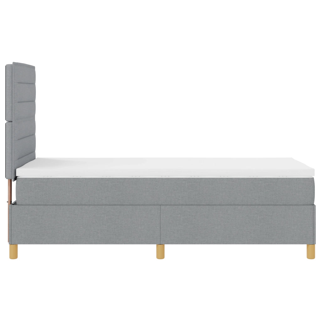 Letto a Box Spring con Materasso Grigio Chiaro 80x200 cm in Tessuto