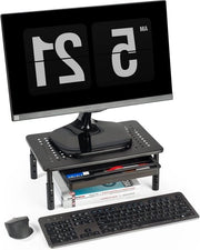 Elevatore con Alimentazione - Regolabile in Altura - Monitor Standard per PC o Stampante - Disponibile per 1 o 2 Schermi - Inclusi Cavi da Blocco