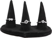 Display per anelli in vetro fluo nero per la conservazione degli accessori - 3 dita