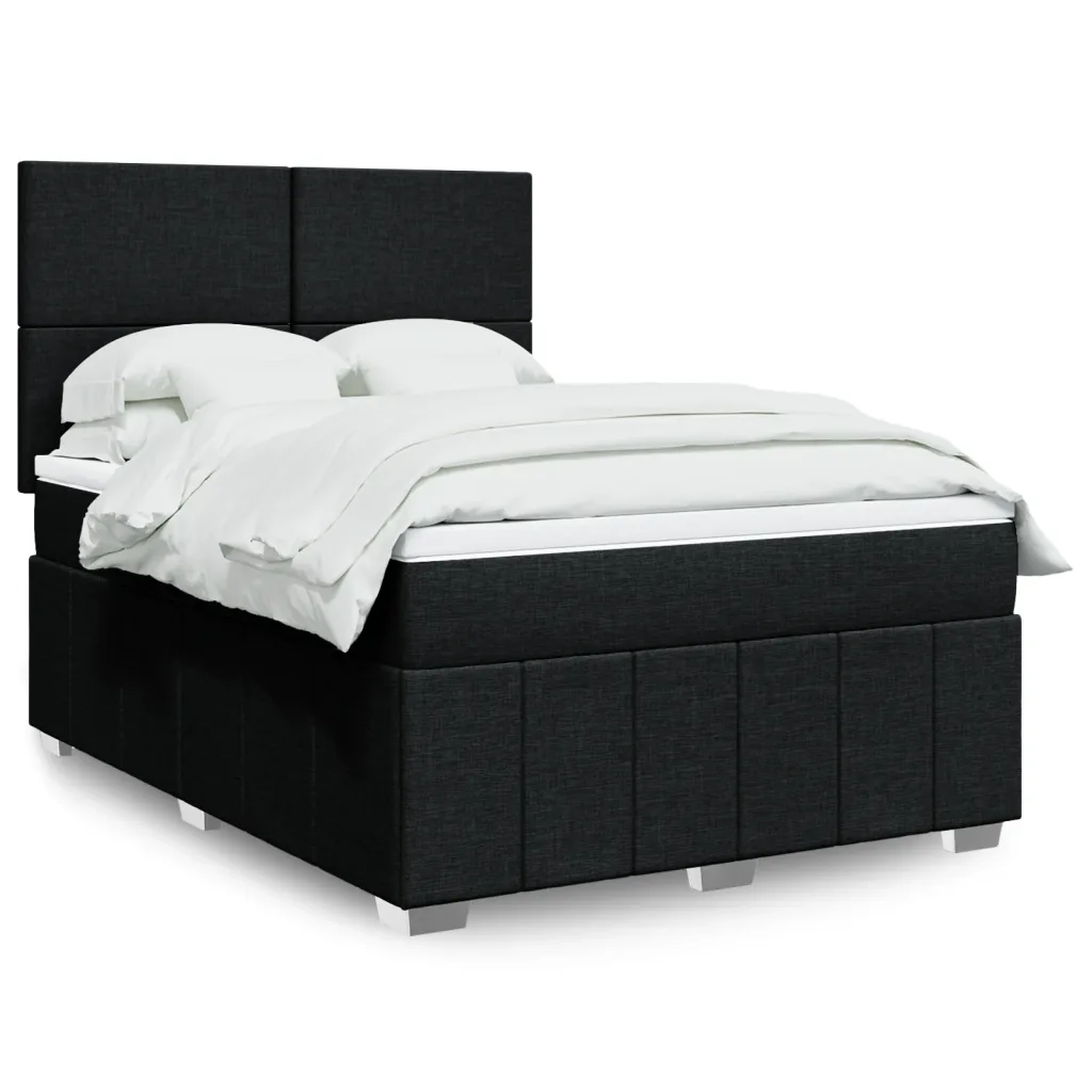 Giroletto a Molle con Materasso Nero 140x200 cm in Tessuto