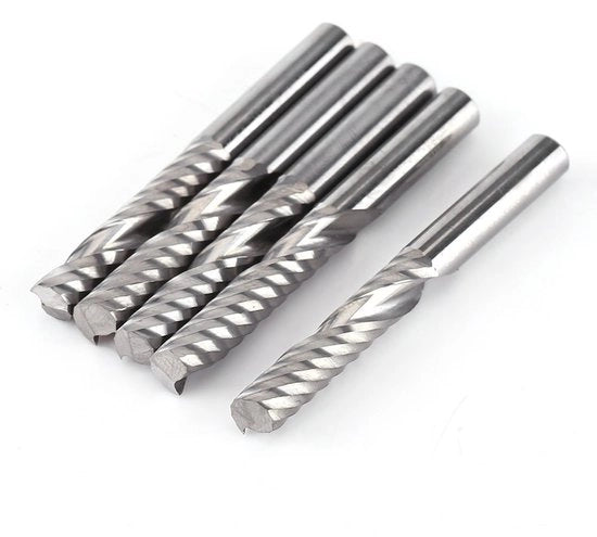 Set di Fresa Frees con Carburo di Tungsteno - 5 Pezzi - 6mm x 32mm - Adatto per Acrilico/PVC - Resistente ai Colpi - Superficie Liscia di Taglio - Fresa Frees