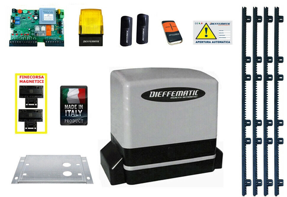 Kit Motore Automazione Cancello Scorrevole Automatico + 4Mt Cremagliera 230V Dfm