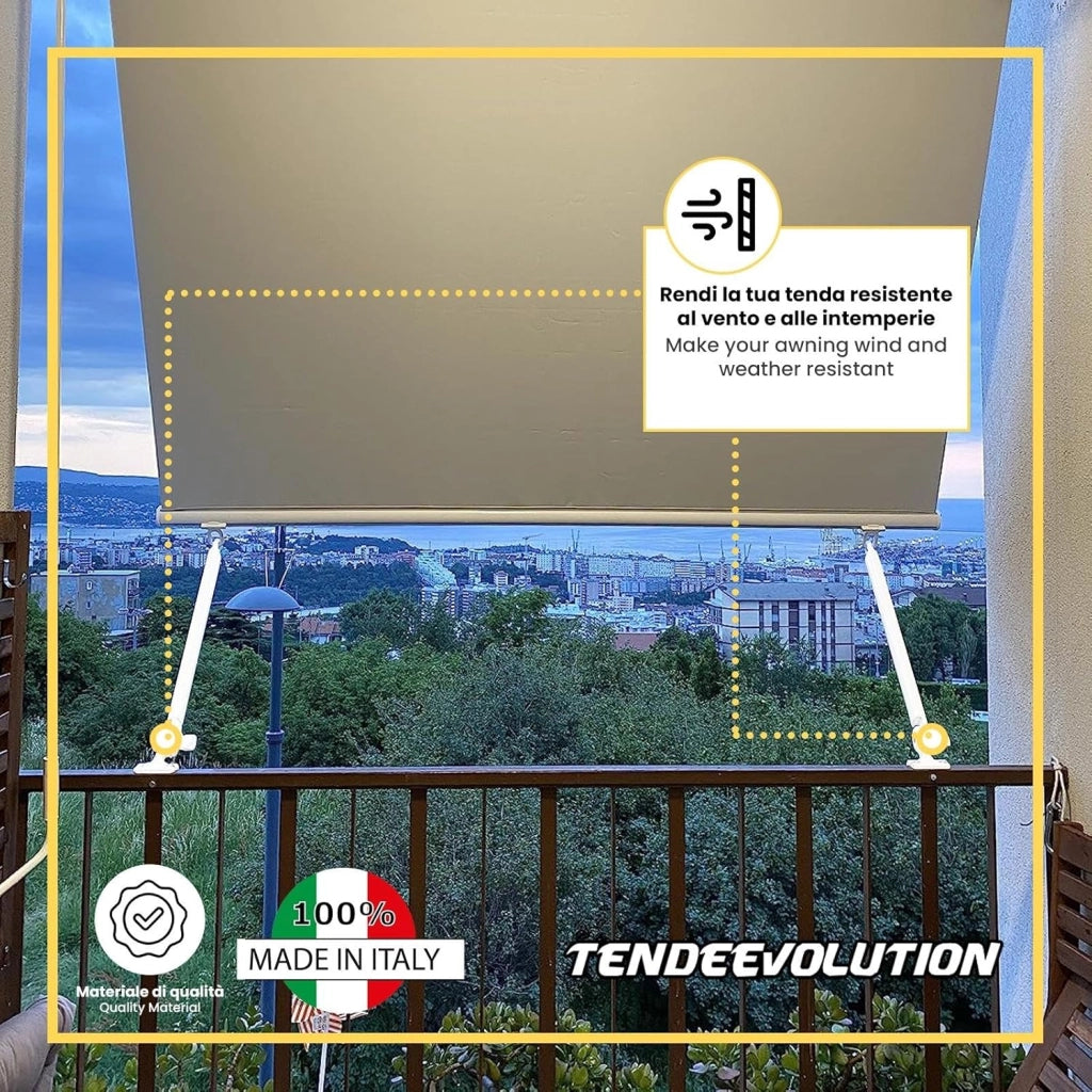 Coppia Braccetti Alluminio 70cm | Tenda da Sole a Caduta | Avorio | Regolabile & Resistente