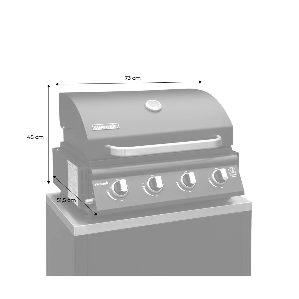 Barbecue a gas 4 bruciatori da appoggio + cucina esterna in acciaio,