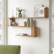Mensola da Parete Kitee con 3 Ripiani Libreria Pensile a S - Effetto Rovere Rustico [en.casa]