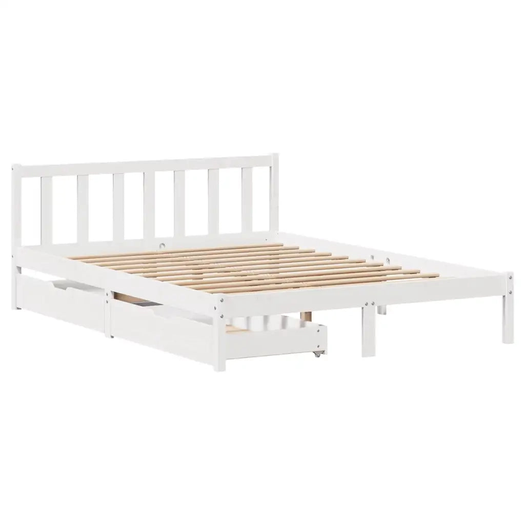 Letto senza Materasso Bianco 150x200 cm Legno Massello di Pino