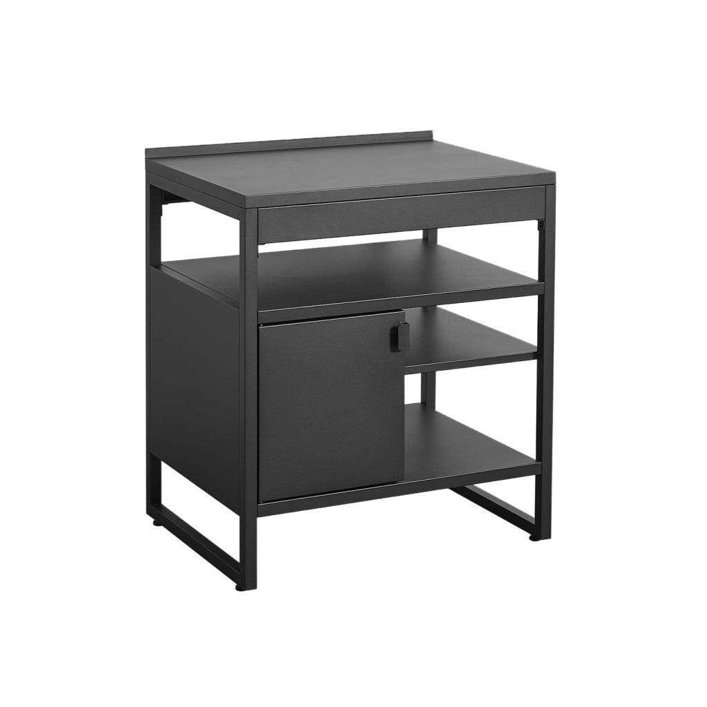 Cucina esterna in acciaio con 1 anta e 3 ripiani, 80cm, nero