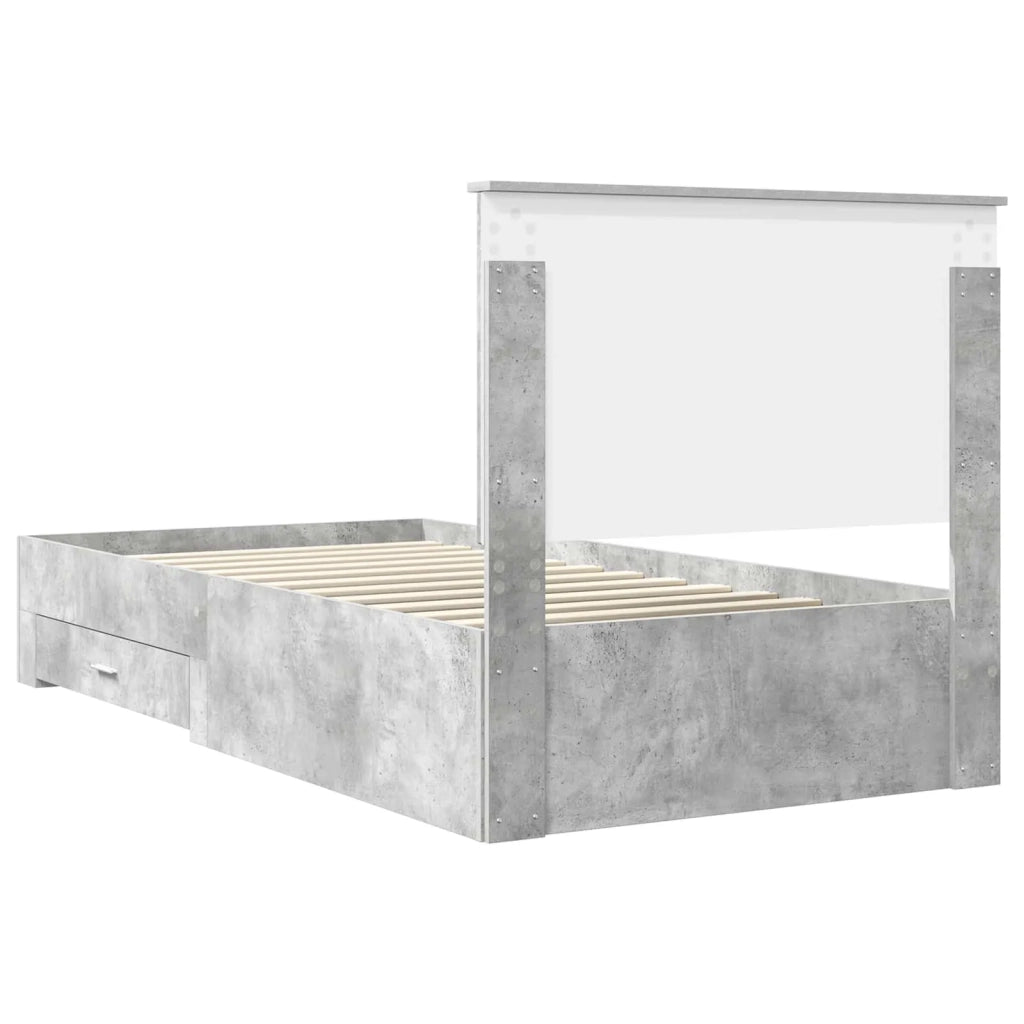Struttura del letto con testiera-Giroletto con Testiera Grigio cemento 100 x 200 cm 930545