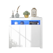 Credenza con 2 ante; vano aperto; LED e USB - per soggiorno - 108x40x92 cm - bianco