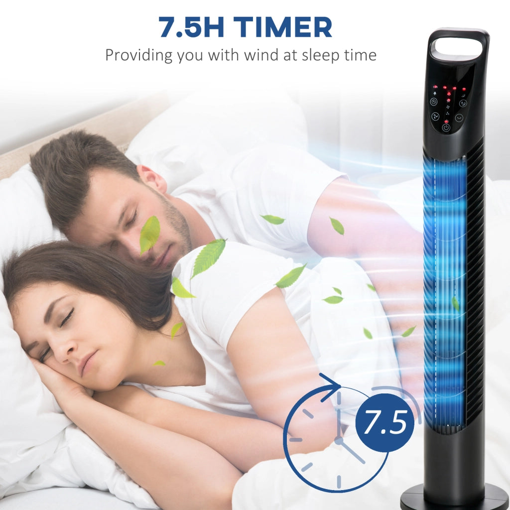 Easycomfort Ventilatore a Colonna con Telecomando fino a 5m, Oscillante 70° con 3 Modalità e 3 Velocità, Timer 7.5h, 40W Nero, Ф18x78.5cm