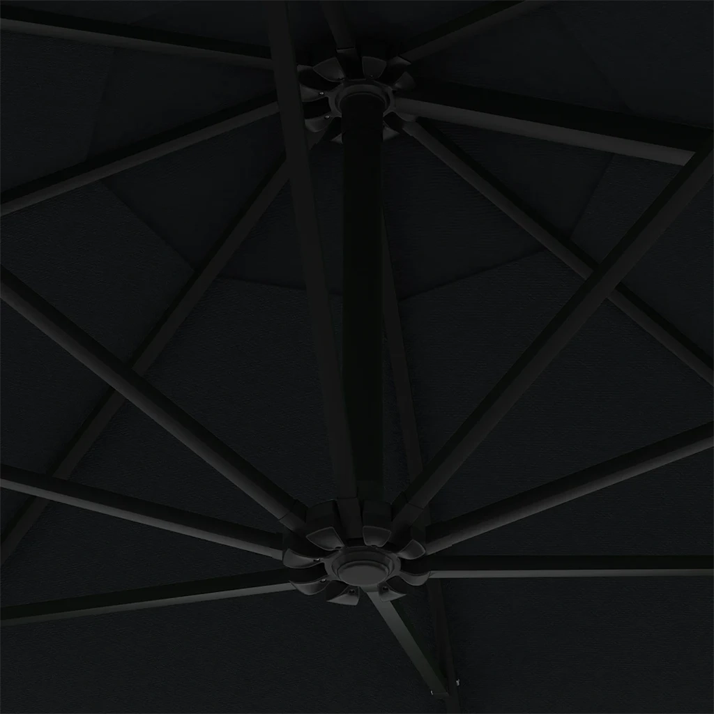 Ombrello | Parasolne da Giardino a Parete con LED 300 cm Nero