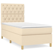 Letto singolo | Letto per adulti | Giroletto a Molle con Materasso Crema 80x200 cm inTessuto