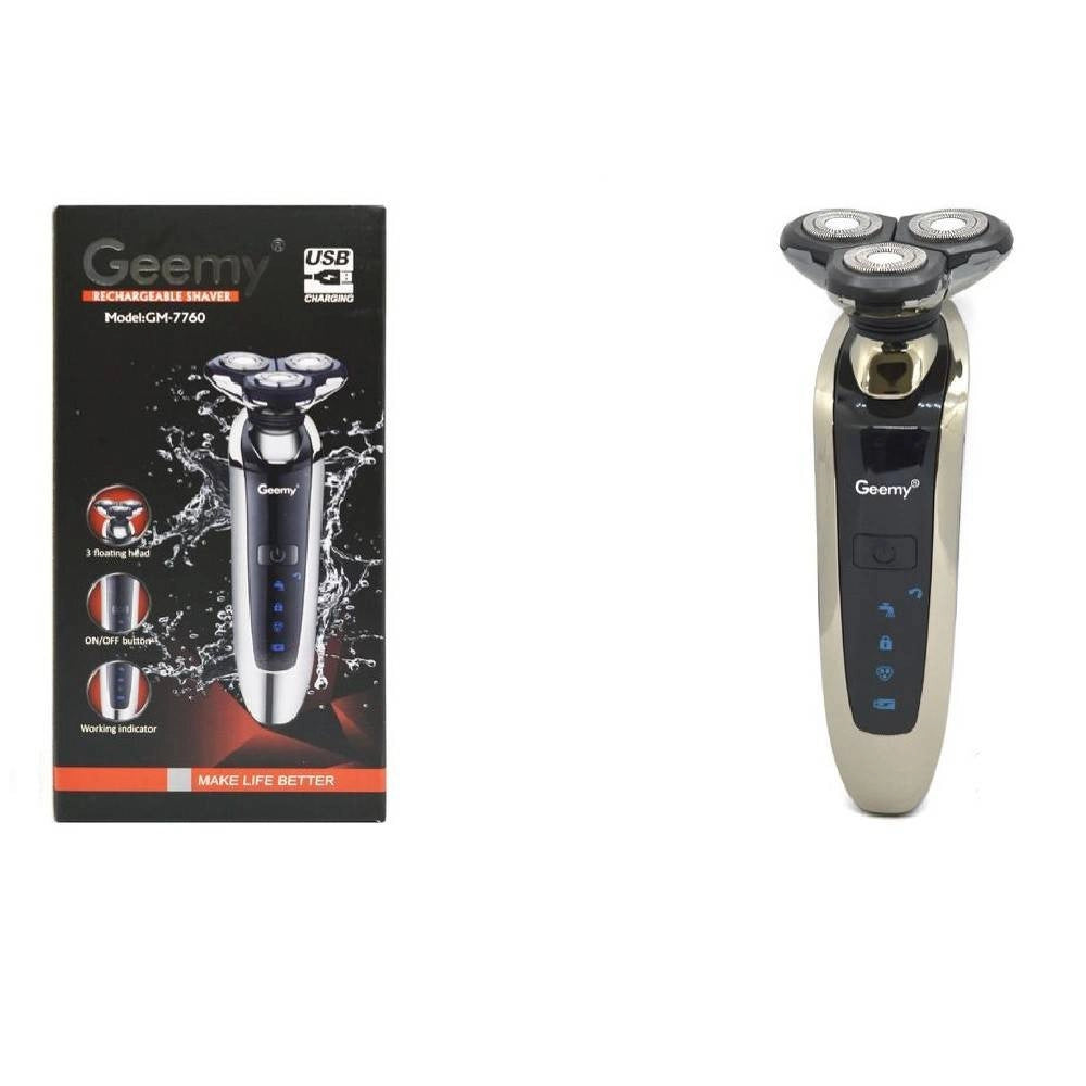 Trade Shop - Rasoio Ricaricabile Elettrico Professionale Barba A 3 Testine Flottanti Gm-7760 -