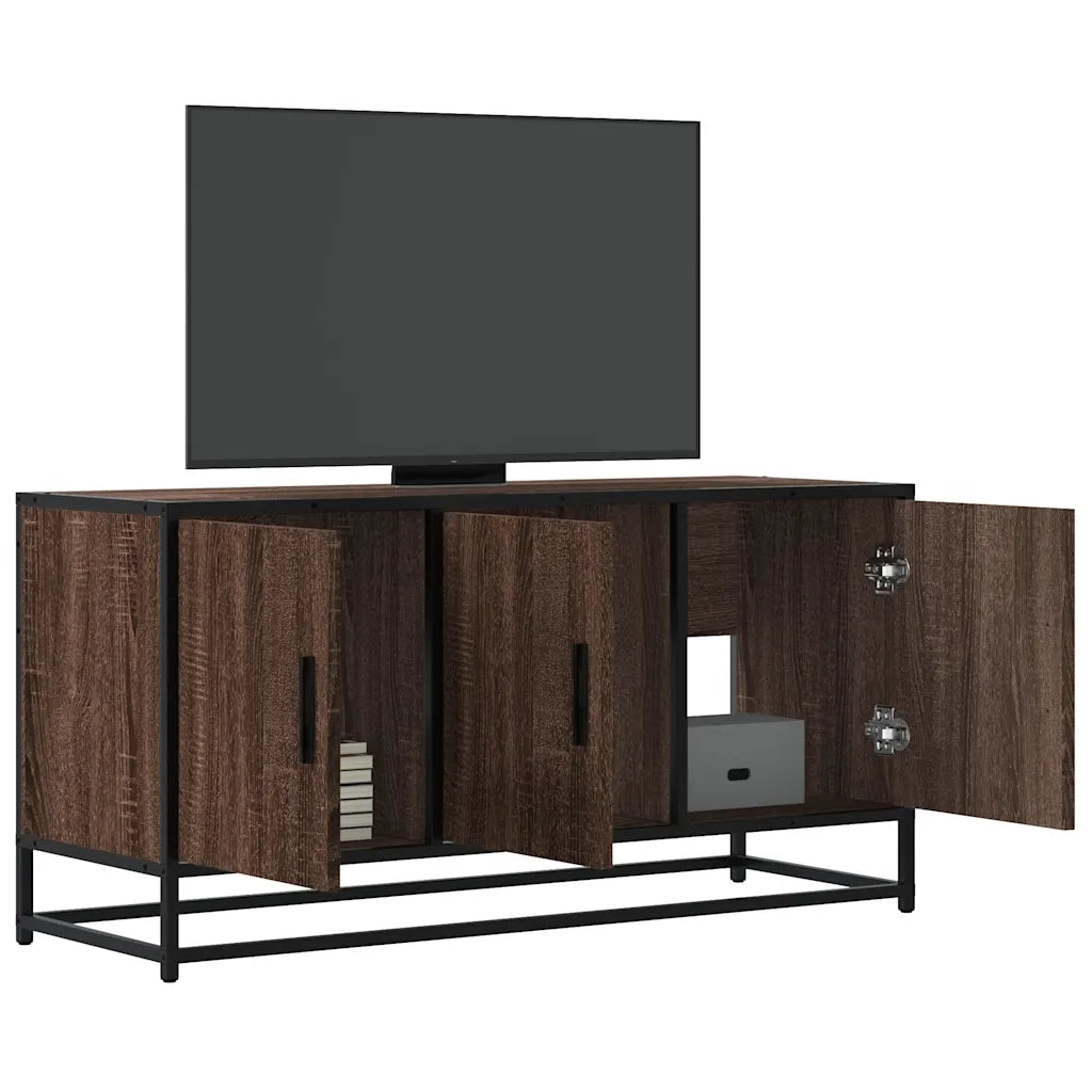 Mobile TV-Credenza per TV-Console TV Rovere Marrone 100x35x50 cm Legno Multistrato Metallo