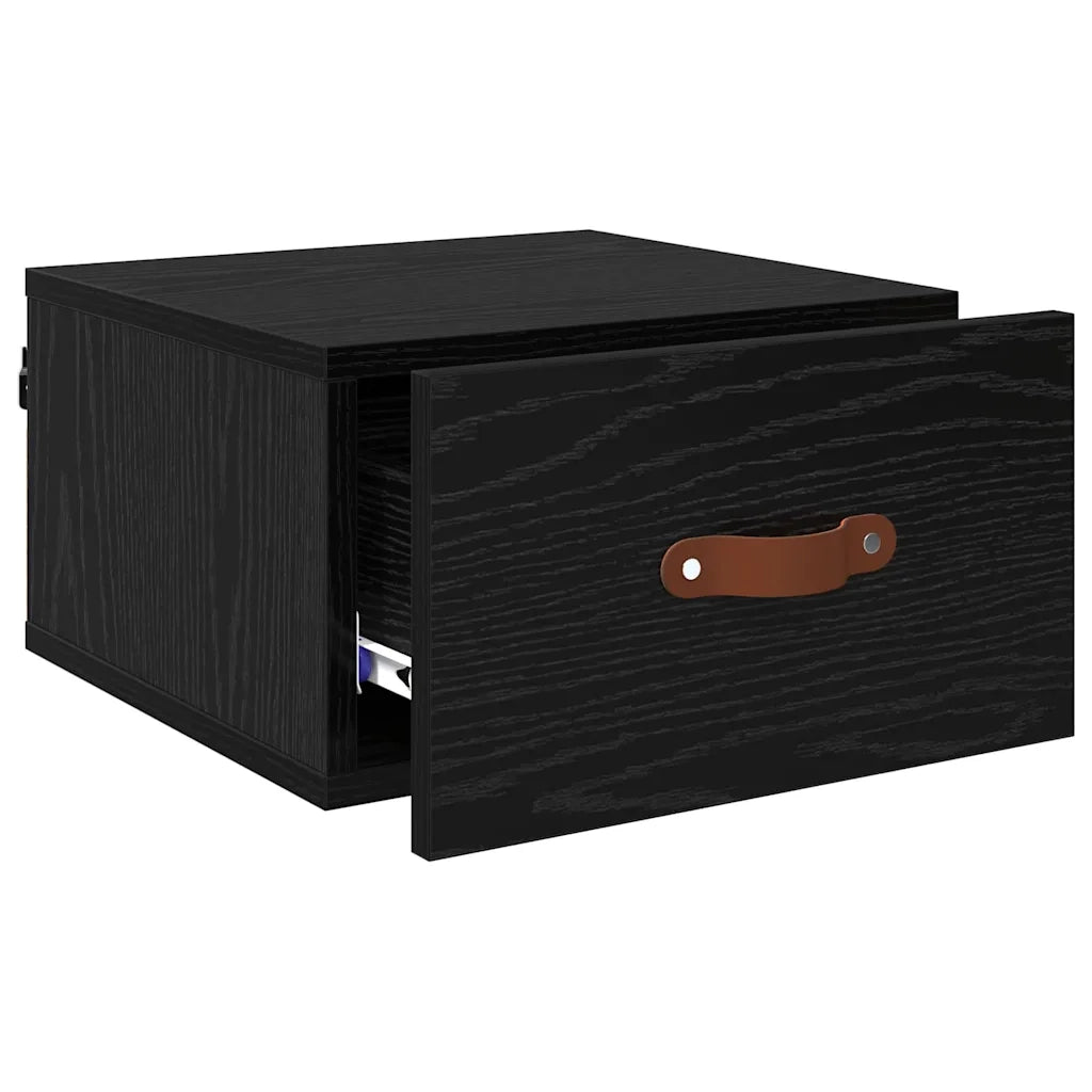 Mobiletto da comodino a parete Rovere Nero 35 x 35 x 20 cm