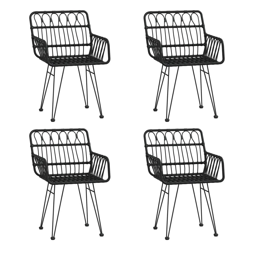 Set da Pranzo da Giardino 5 pz Nero in Polyrattan cod mxl 35575