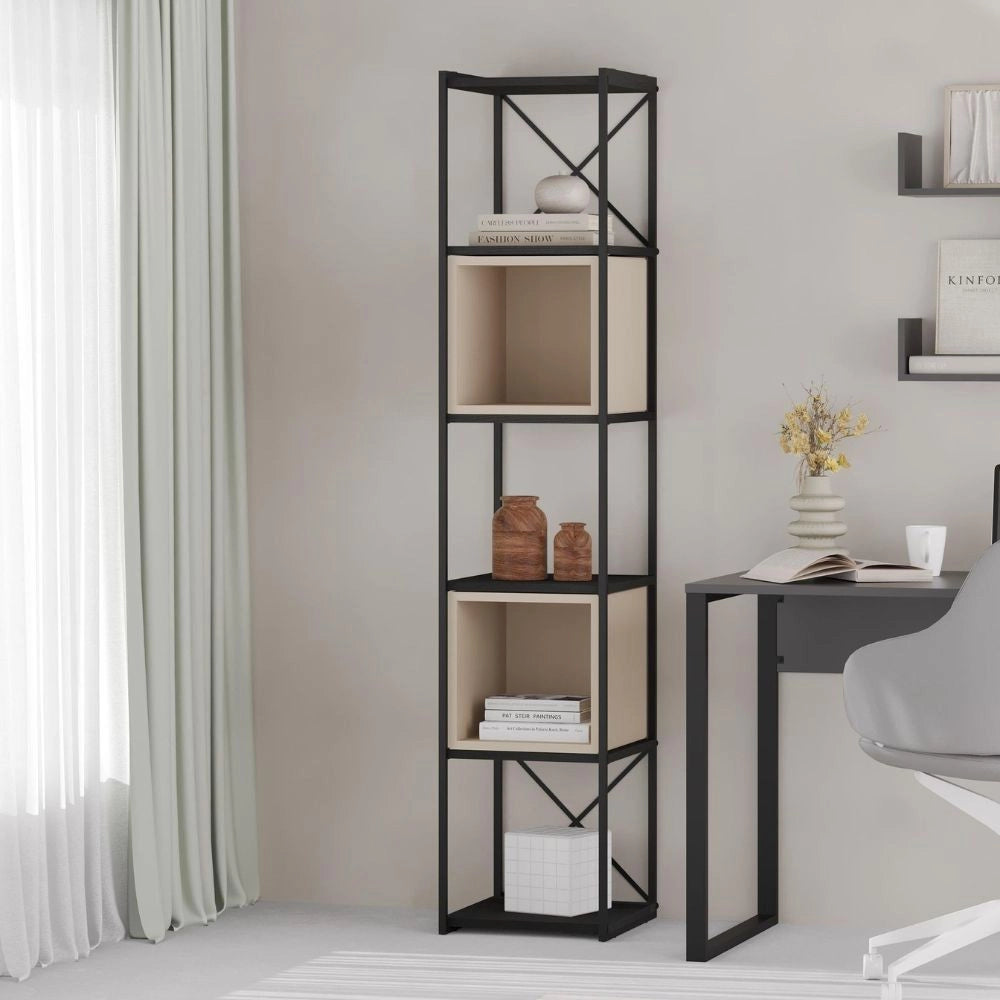 Libreria Vale Mini struttura in metallo nero e cubotti colore cashmere 36.2x39x179H – Geometria e stile industriale