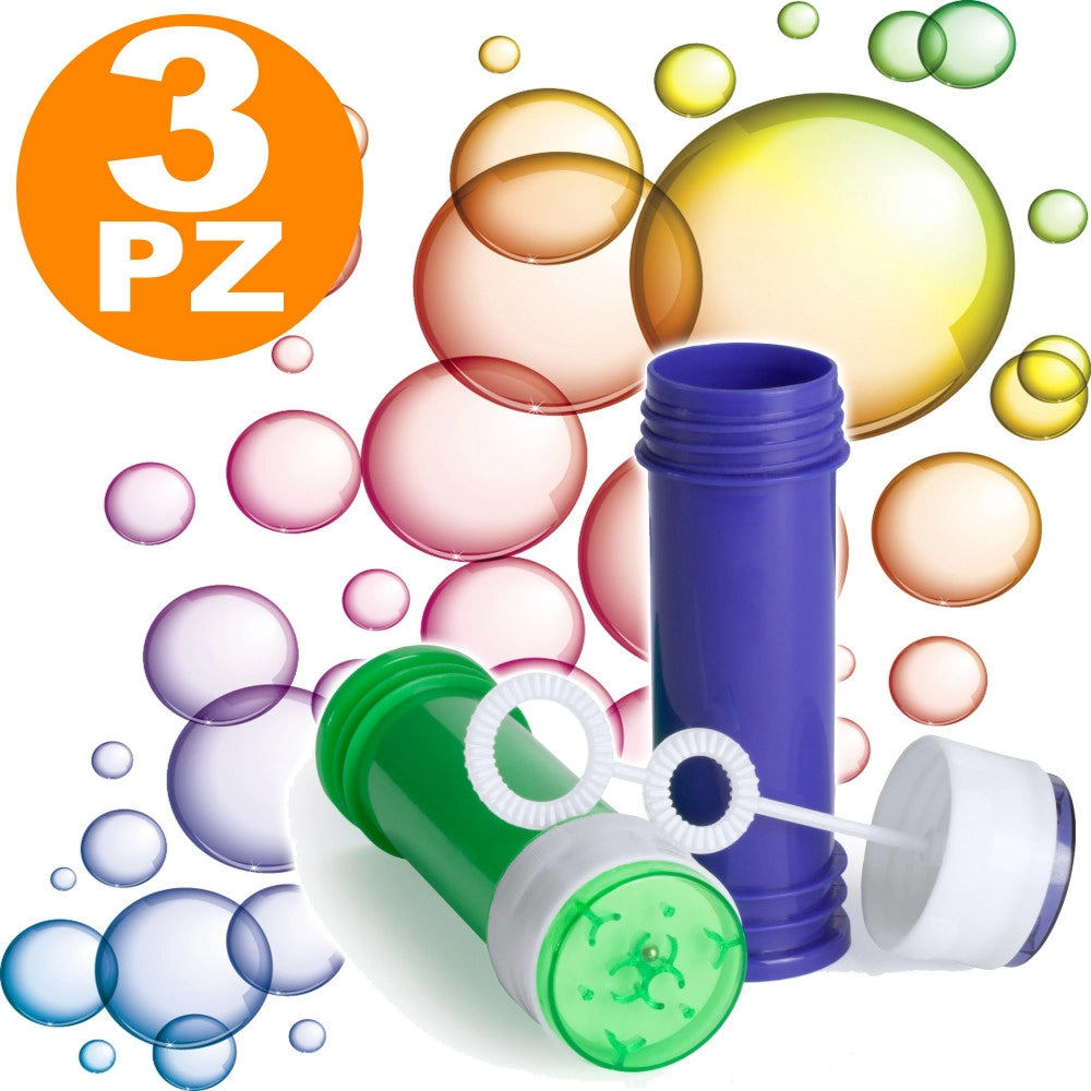 Trade Shop - Bolle Di Sapone 60 Ml Bubble Game Kit 3 Pezzi Soffiatore Soffiabolle Fantasie -