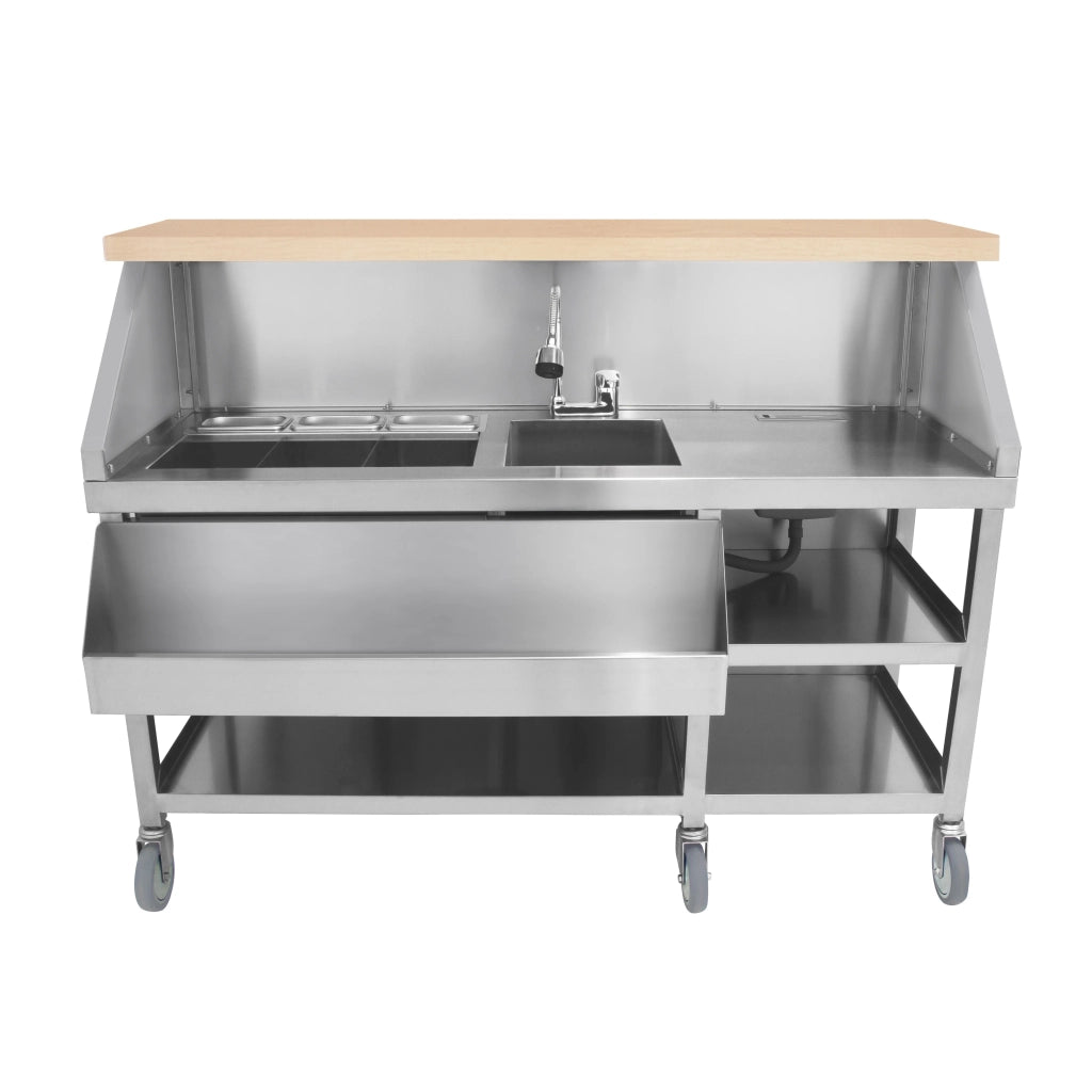 Postazione Mobile da Cocktail – Bancone, Acciaio Inox, Pozzo Ghiaccio Isolato