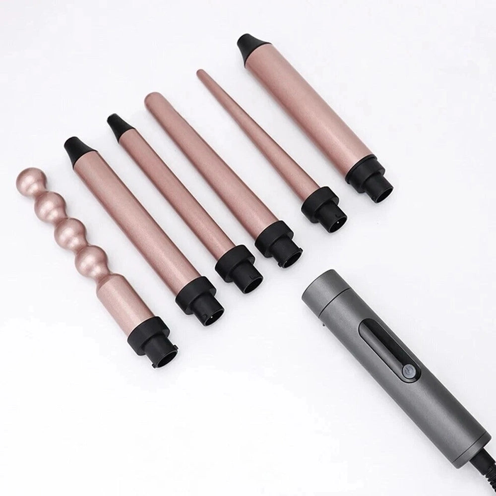 Trade Shop - Set Arricciacapelli 7in1 Ferro Professionale Intercambiabile Strumento Per Styling Capelli -