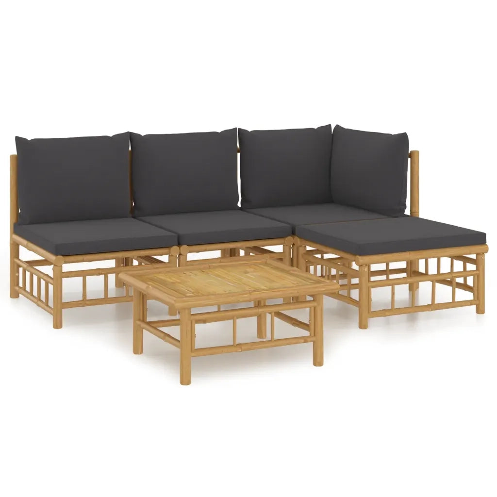 Set Salotto da Giardino 5pz con Cuscini Grigio Scuro BambÃ¹cod mxl 125180