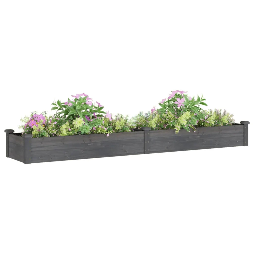Fioriera | Cassetta per fiori | Vaso Giardino con Fodera Grigia 240x45x25 cm Massello Abete