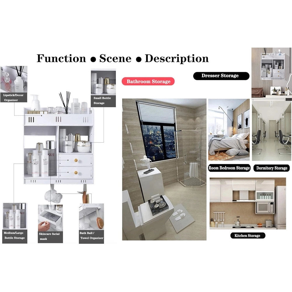Trade Shop - Armadietto Mobile Da Parete Bianco Per Cosmetici Medicinali Organizer Bagno Con Cassetti -