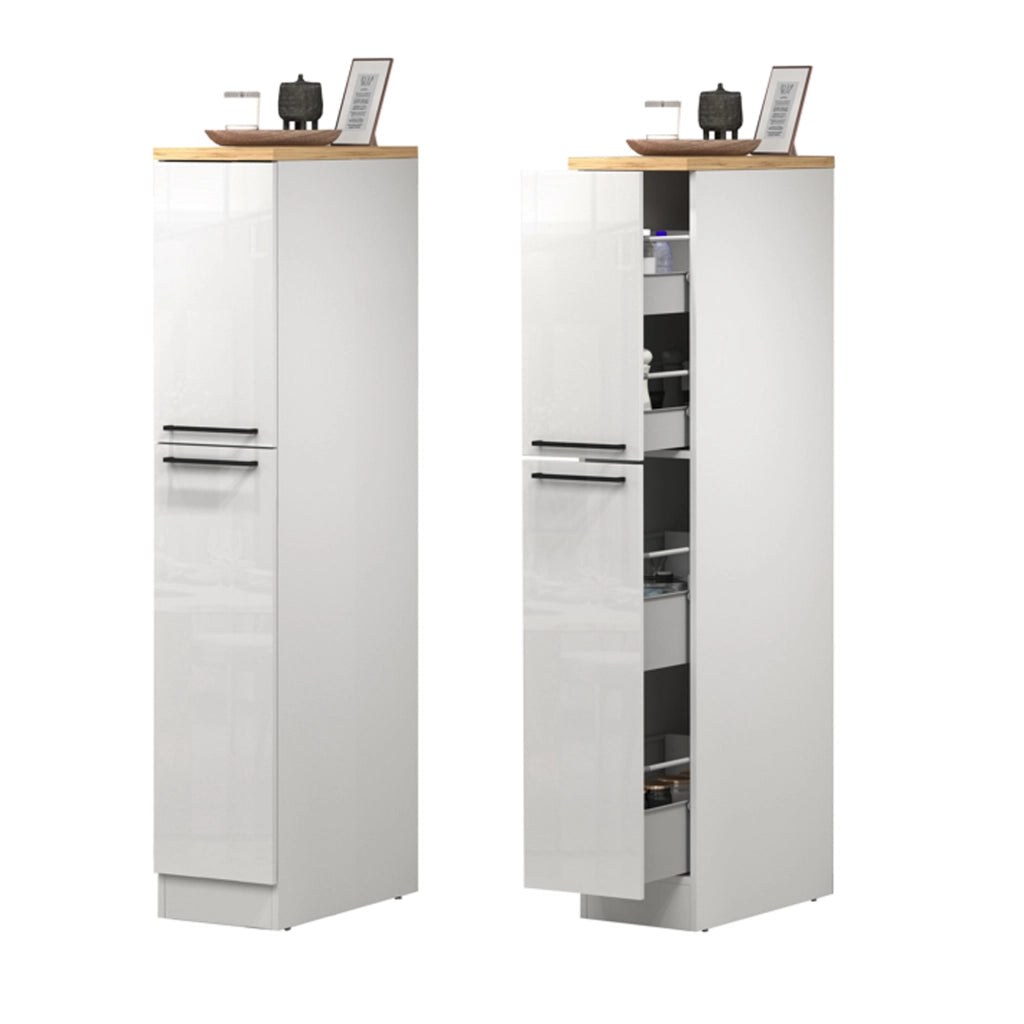 Cucinino Armend, Cucina Modulabile, Elettrodomestici non inclusi, Made in Italy, Bianco Lucido